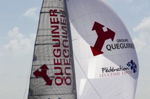 Yann Elies (Groupe Queguiner-Leucemie Espoir) lors de la 2eme etape de la Solitaire du Figaro - Eric Bompard cachemire entre La Corogne (Espagne) et La Cornouaille - Sanxenxo le 11/06/2015