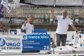 Yann Elies, skipper du Figaro Queguiner-Leucemie Espoir vainqueur des runs d'exhibition à Bordeaux