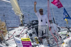 Yann Elies (Groupe Queguiner) lors de la 3eme etape de la Solitaire du Figaro Eric Bompard Cachemire 2014 entre Roscoff et les Sables d'Olonne