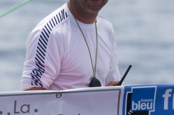 Yann Elies (Groupe Queguiner) lors de la 3eme etape de la Solitaire du Figaro Eric Bompard Cachemire 2014 entre Roscoff et les Sables d'Olonne