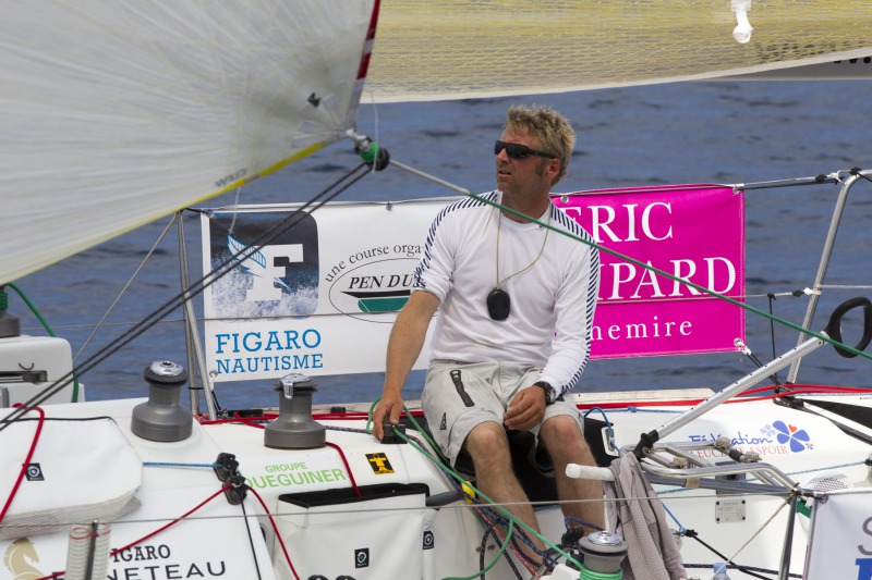 Yann Elies (Groupe Queguiner) lors de la 3eme etape de la Solitaire du Figaro Eric Bompard Cachemire 2014 entre Roscoff et les Sables d'Olonne