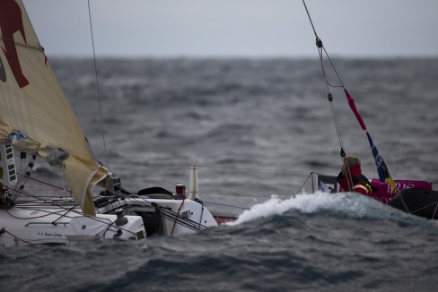 Yann Elies (Groupe Queguiner) lors de la 4eme etape de la Solitaire du Figaro Eric Bompard Cachemire 2014 entre Les Sables d'Olonne et Cherbourg