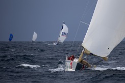 Yann Elies (Groupe Queguiner) lors de la 4eme etape de la Solitaire du Figaro Eric Bompard Cachemire 2014 entre Les Sables d'Olonne et Cherbourg