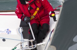 Yann Elies, skipper du Figaro Groupe Queguiner en entrainement pour la Solitaire du Figaro 2014 - Les Glenan le 25/03/2014