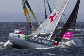 Depart de la 2eme etape de la Solitaire du Figaro - Eric Bompard cachemire entre La Corogne (Espagne) et La Cornouaille - La Corogne le 10/06/2015