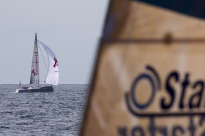 Xavier Macaire (Skipper Herault) lors de la 2eme etape de la Solitaire du Figaro - Eric Bompard cachemire entre La Corogne (Espagne) et La Cornouaille - Sanxenxo le 11/06/2015