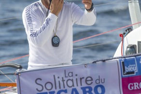 Yann Elies (Groupe Queguiner-Leucemie Espoir) lors de la 2eme etape de la Solitaire du Figaro - Eric Bompard cachemire entre La Corogne (Espagne) et La Cornouaille - Sanxenxo le 11/06/2015