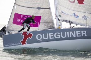 Yann Elies (Groupe Queguiner-Leucemie Espoir) Vainqueur de la 3eme etape de la Solitaire du Figaro - Eric Bompard cachemire entre La Cornouaille et Torbay (Angleterre) - le 17/06/2015