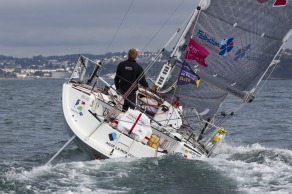 Yann Elies (Groupe Queguiner-Leucemie Espoir) Vainqueur de la 3eme etape de la Solitaire du Figaro - Eric Bompard cachemire entre La Cornouaille et Torbay (Angleterre) - le 17/06/2015