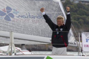 Yann Elies (Groupe Queguiner-Leucemie Espoir) Vainqueur de la 3eme etape de la Solitaire du Figaro - Eric Bompard cachemire entre La Cornouaille et Torbay (Angleterre) - le 17/06/2015