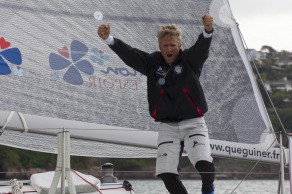 Yann Elies (Groupe Queguiner-Leucemie Espoir) Vainqueur de la 3eme etape de la Solitaire du Figaro - Eric Bompard cachemire entre La Cornouaille et Torbay (Angleterre) - le 17/06/2015