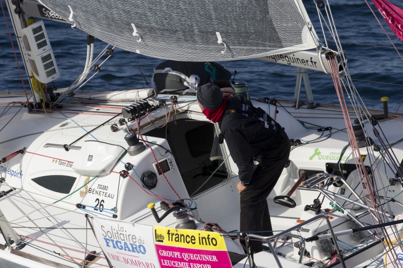 Yann Elies (Groupe Queguiner-Leucemie Espoir) lors de la 4eme etape de la Solitaire du Figaro - Eric Bompard cachemire entre Torbay (Angleterre) et Dieppe - le 24/06/2015