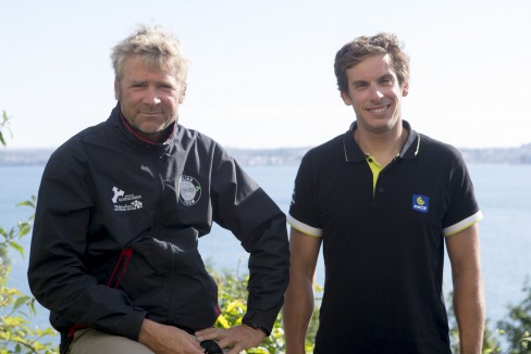 Yann Elies, skipper et Charlie Dalin, co-skipper de l Imoca Groupe Queguiner-Leucemie Espoir - le 18/06/2015