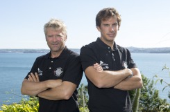 Yann Elies, skipper et Charlie Dalin, co-skipper de l Imoca Groupe Queguiner-Leucemie Espoir - le 18/06/2015