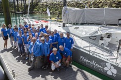 Bapteme du monocoque Imoca Groupe Queguiner-Leucemie Espoir - skipper : Yann Elies - Roscoff le 05/07/2015