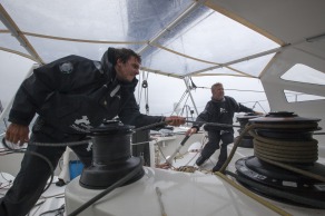 Entrainement a bord du monocoque Imoca Groupe Queguiner-Leucemie Espoir en vue de la Transat Jacques Vabre - Skipper : Yann Elies - Co_Skipper : Charlie Dalin -