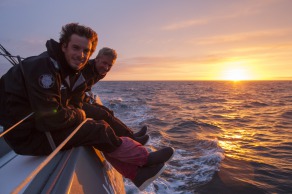 Entrainement a bord du monocoque Imoca Groupe Queguiner-Leucemie Espoir en vue de la Transat Jacques Vabre - Skipper : Yann Elies - Co_Skipper : Charlie Dalin -