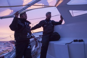 Entrainement a bord du monocoque Imoca Groupe Queguiner-Leucemie Espoir en vue de la Transat Jacques Vabre - Skipper : Yann Elies - Co_Skipper : Charlie Dalin -