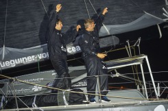 ITAJAÏ, (BRAZIL), le 11 novembre 2015,Transat Jacques Vabre 2015, dans la classe IMOCA, 3eme place pour monocoque QUEGUINER - LEUCEMIE ESPOIR skippers, YANN ELIES et CHARLIE DALIN