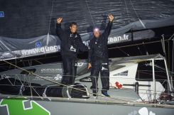 ITAJAÏ, (BRAZIL), le 11 novembre 2015,Transat Jacques Vabre 2015, dans la classe IMOCA, 3eme place pour monocoque QUEGUINER - LEUCEMIE ESPOIR skippers, YANN ELIES et CHARLIE DALIN