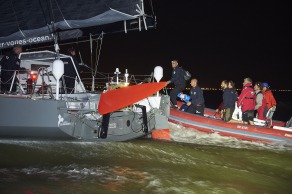 ITAJAÏ, (BRAZIL), le 11 novembre 2015,Transat Jacques Vabre 2015, dans la classe IMOCA, 3eme place pour monocoque QUEGUINER - LEUCEMIE ESPOIR skippers, YANN ELIES et CHARLIE DALIN