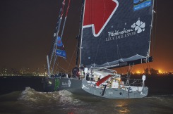 ITAJAÏ, (BRAZIL), le 11 novembre 2015,Transat Jacques Vabre 2015, dans la classe IMOCA, 3eme place pour monocoque QUEGUINER - LEUCEMIE ESPOIR skippers, YANN ELIES et CHARLIE DALIN