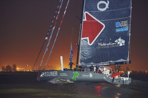 ITAJAÏ, (BRAZIL), le 11 novembre 2015,Transat Jacques Vabre 2015, dans la classe IMOCA, 3eme place pour monocoque QUEGUINER - LEUCEMIE ESPOIR skippers, YANN ELIES et CHARLIE DALIN