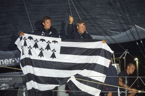 ITAJAÏ, (BRAZIL), le 11 novembre 2015,Transat Jacques Vabre 2015, dans la classe IMOCA, 3eme place pour monocoque QUEGUINER - LEUCEMIE ESPOIR skippers, YANN ELIES et CHARLIE DALIN