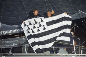 ITAJAÏ, (BRAZIL), le 11 novembre 2015,Transat Jacques Vabre 2015, dans la classe IMOCA, 3eme place pour monocoque QUEGUINER - LEUCEMIE ESPOIR skippers, YANN ELIES et CHARLIE DALIN