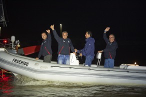 ITAJAÏ, (BRAZIL), le 11 novembre 2015,Transat Jacques Vabre 2015, dans la classe IMOCA, 3eme place pour monocoque QUEGUINER - LEUCEMIE ESPOIR skippers, YANN ELIES et CHARLIE DALIN