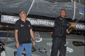 ITAJAÏ, (BRAZIL), le 11 novembre 2015,Transat Jacques Vabre 2015, dans la classe IMOCA, 3eme place pour monocoque QUEGUINER - LEUCEMIE ESPOIR skippers, YANN ELIES et CHARLIE DALIN