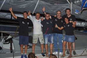 ITAJAÏ, (BRAZIL), le 11 novembre 2015,Transat Jacques Vabre 2015, dans la classe IMOCA, 3eme place pour monocoque QUEGUINER - LEUCEMIE ESPOIR skippers, YANN ELIES et CHARLIE DALIN