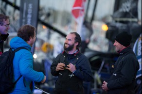 Yann Elies, skipper de l Imoca Queguiner-Leucemie Espoir avant le depart du Vendee Globe 2016 - Les Sables d'Olonne le 06/11/2016