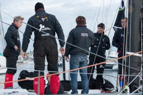 Yann Elies, skipper de l Imoca Queguiner-Leucemie Espoir avant le depart du Vendee Globe 2016 - Les Sables d'Olonne le 06/11/2016