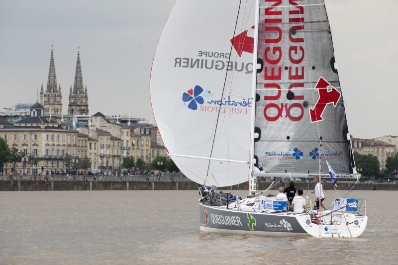 Yann Elies, skipper du Figaro Queguiner-Leucemie Espoir vainqueur des runs d'exhibition à Bordeaux