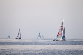 Yann Elies (Queguiner - Leucemie Espoir) lors du départ de la 4ème étape de la Solitaire URGO Le Figaro