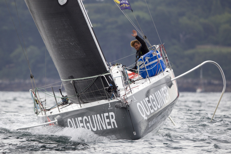 Tanguy Le Turquais, sur le Figaro Queguiner Kayak, lors du depart de la Douarnenez Gijon 2019 - le 04/08/2019