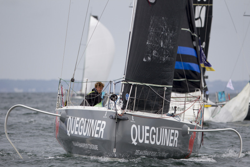 Tanguy Le Turquais, sur le Figaro Queguiner Kayak, lors du depart de la Douarnenez Gijon 2019 - le 04/08/2019