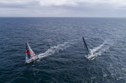 Entrainement de Tanguy Le Turquais (Figaro Groupe Queguiner - Inoveo) et de Yann Elies (Queguiner Materiaux - Fondation Leucemie Espoir) en vue de la Solitaire du Figaro 2020 - Port La Foret le 22/08/2020