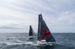 Entrainement de Tanguy Le Turquais (Figaro Groupe Queguiner - Inoveo) et de Yann Elies (Queguiner Materiaux - Fondation Leucemie Espoir) en vue de la Solitaire du Figaro 2020 - Port La Foret le 22/08/2020