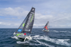 Entrainement de Tanguy Le Turquais (Figaro Groupe Queguiner - Inoveo) et de Yann Elies (Queguiner Materiaux - Fondation Leucemie Espoir) en vue de la Solitaire du Figaro 2020 - Port La Foret le 22/08/2020