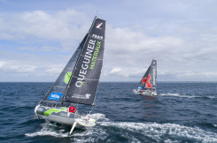 Entrainement de Tanguy Le Turquais (Figaro Groupe Queguiner - Inoveo) et de Yann Elies (Queguiner Materiaux - Fondation Leucemie Espoir) en vue de la Solitaire du Figaro 2020 - Port La Foret le 22/08/2020