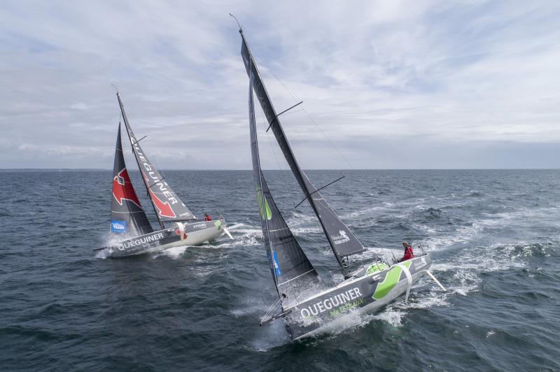 Entrainement de Tanguy Le Turquais (Figaro Groupe Queguiner - Inoveo) et de Yann Elies (Queguiner Materiaux - Fondation Leucemie Espoir) en vue de la Solitaire du Figaro 2020 - Port La Foret le 22/08/2020