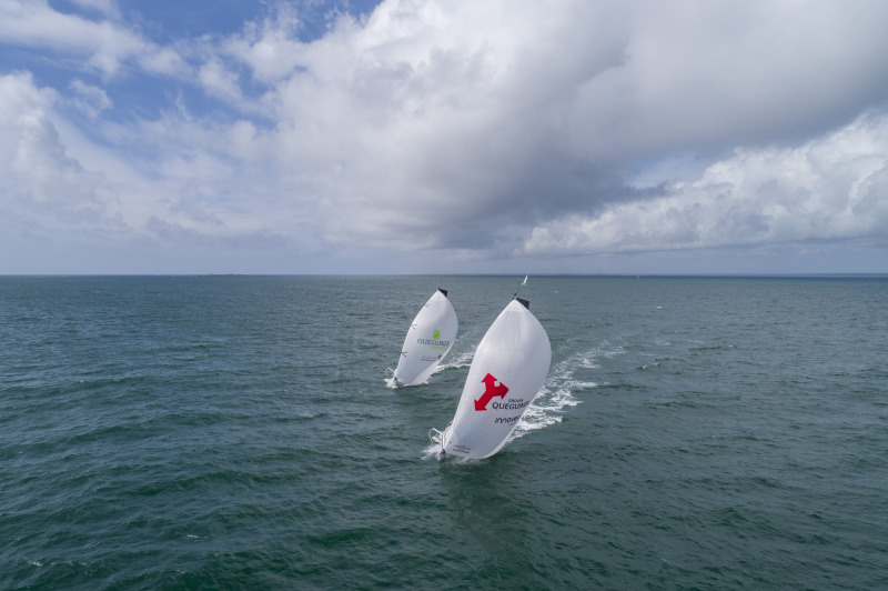 Entrainement de Tanguy Le Turquais (Figaro Groupe Queguiner - Inoveo) et de Yann Elies (Queguiner Materiaux - Fondation Leucemie Espoir) en vue de la Solitaire du Figaro 2020 - Port La Foret le 22/08/2020