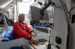 Yann Elies en entrainement a bord du Figaro Queguiner Materiaux en vue de sa participation a la Solitaire du Figaro 2020 - Port La Foret le 22/08/2020