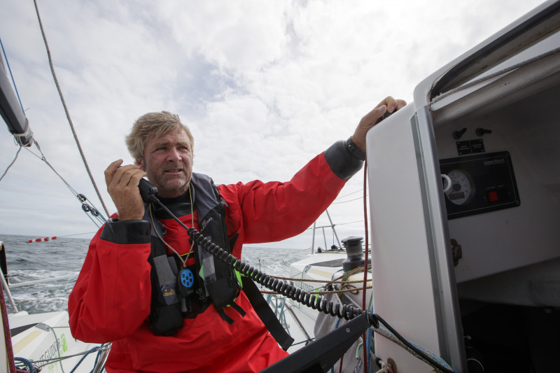 Yann Elies en entrainement a bord du Figaro Queguiner Materiaux en vue de sa participation a la Solitaire du Figaro 2020 - Port La Foret le 22/08/2020