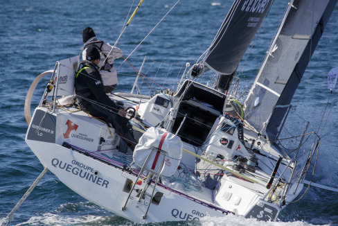 Tanguy Le Turquais et Corentin Douguet à bord de Quéguiner - Innoveo pendant la Sardinha Cup 2021