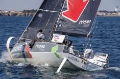 Tanguy Le Turquais et Corentin Douguet à bord de Quéguiner - Innoveo pendant la Sardinha Cup 2021