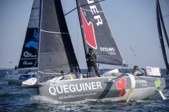 Tanguy Le Turquais et Corentin Douguet à bord de Quéguiner - Innoveo pendant la Sardinha Cup 2021