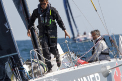 Tanguy Le Turquais et Corentin Douguet à bord de Quéguiner - Innoveo pendant la Sardinha Cup 2021